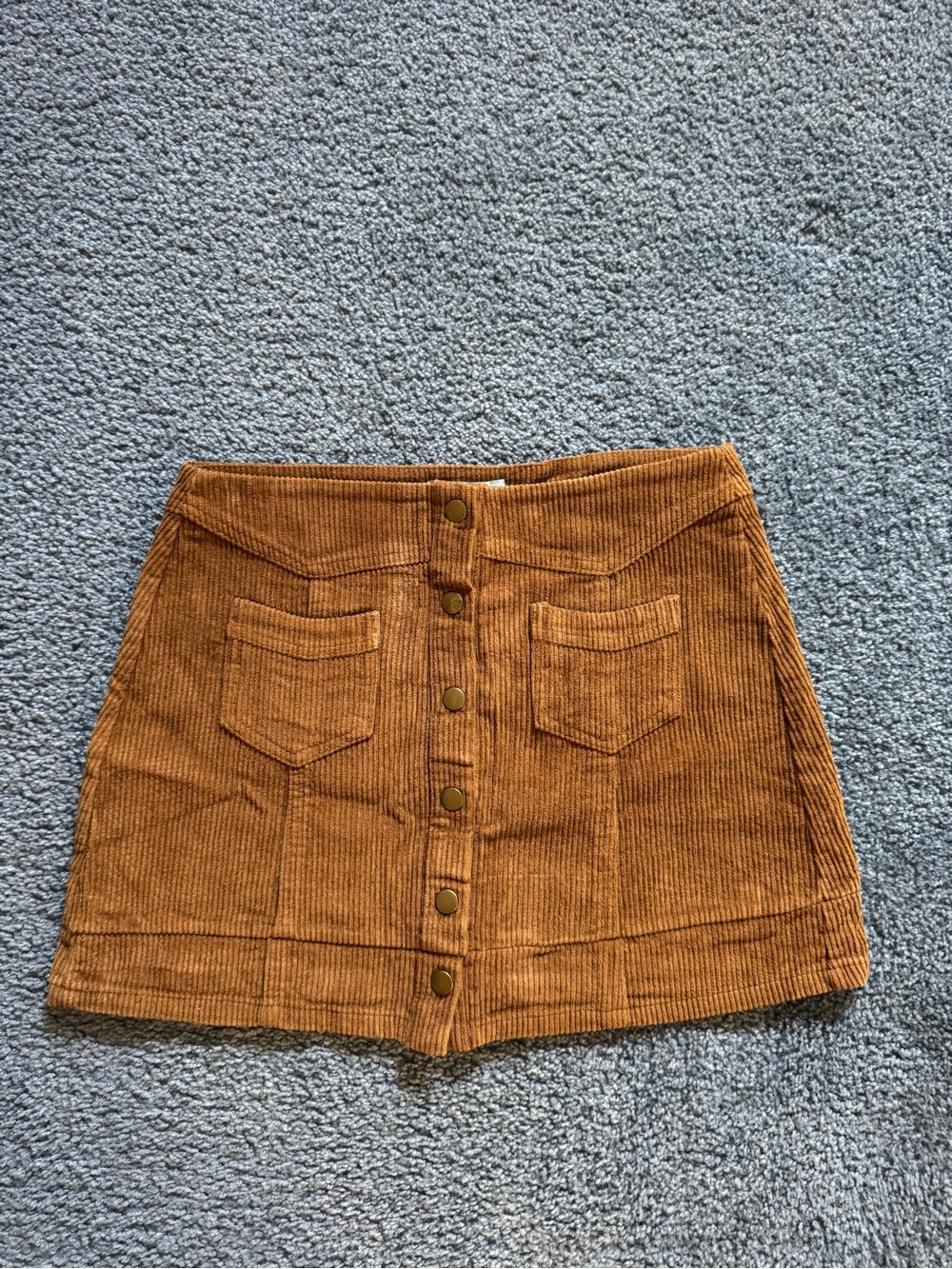 KENDALL & KYLIE Brown Button-Up Corduroy Skirt